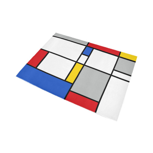 Geometric Retro Mondrian Style Color Composition Area Rug7'x5'