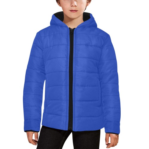 color Egyptian blue Kids' Padded Hooded Jacket (Model H45)