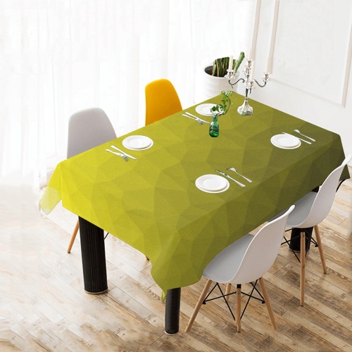 Yellow gradient geometric mesh pattern Cotton Linen Tablecloth 60" x 90"