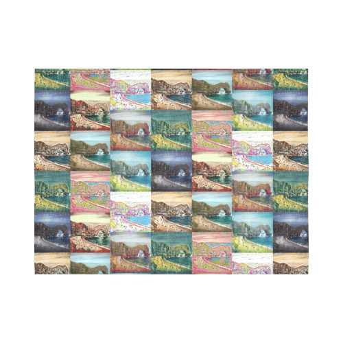 Durdle Door, Dorset, England Collage Cotton Linen Wall Tapestry 80"x 60"