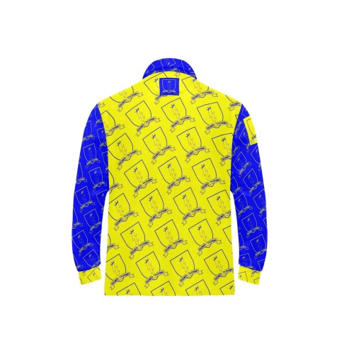 DIONIO Clothing - Lightning Repeat Collab Polo Shirt #1 (Blue & Yellow) Men's Long Sleeve Polo Shirt (Model T73)