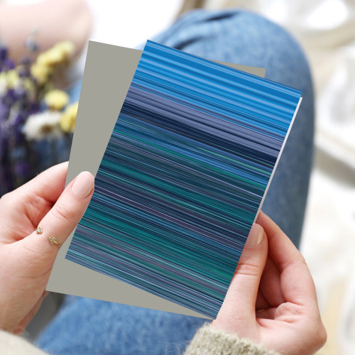 Abstract Blue Horizontal Stripes Greeting Card 8"x6"