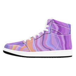 Violet and orange waves-778 Men's High Top Sneakers (Model 20042)