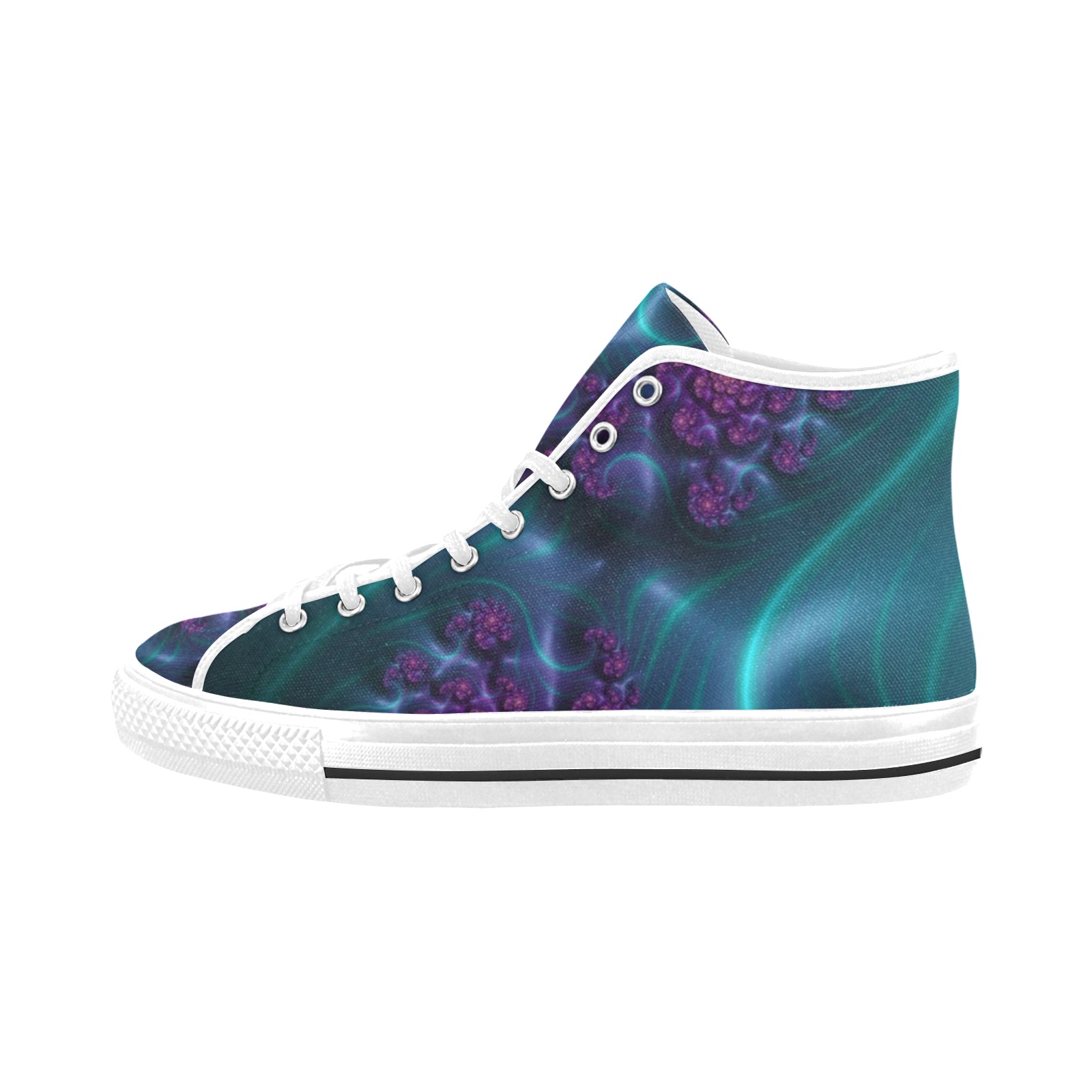 Turquoise and Purple Flowers and Seedheads Fractal Abstract Vancouver H Women's Canvas Shoes (1013-1)