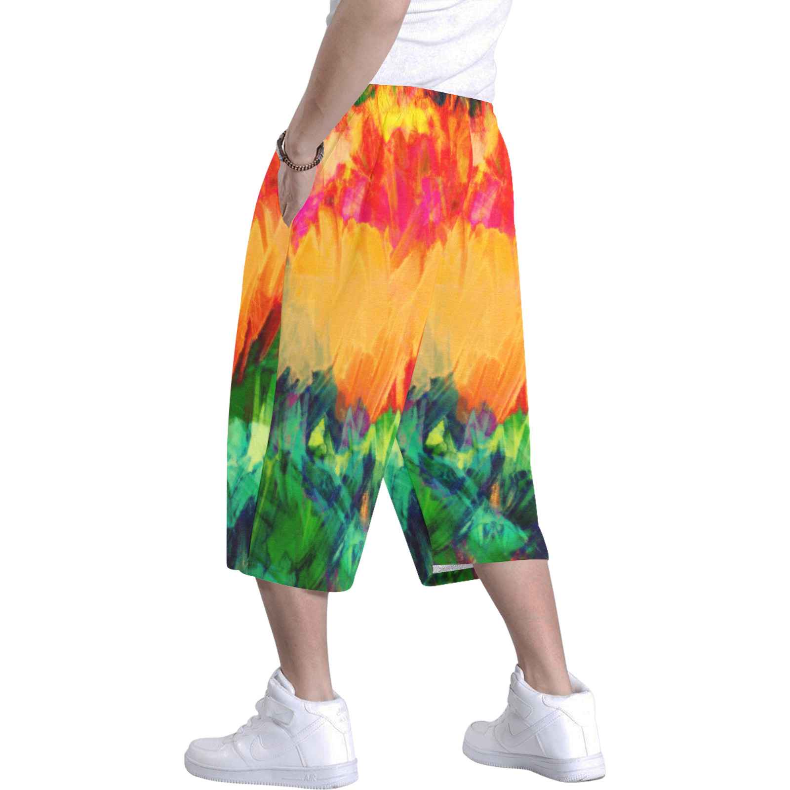 Colorful Painting Bushes Strokes Men's All Over Print Baggy Shorts (Model L37)