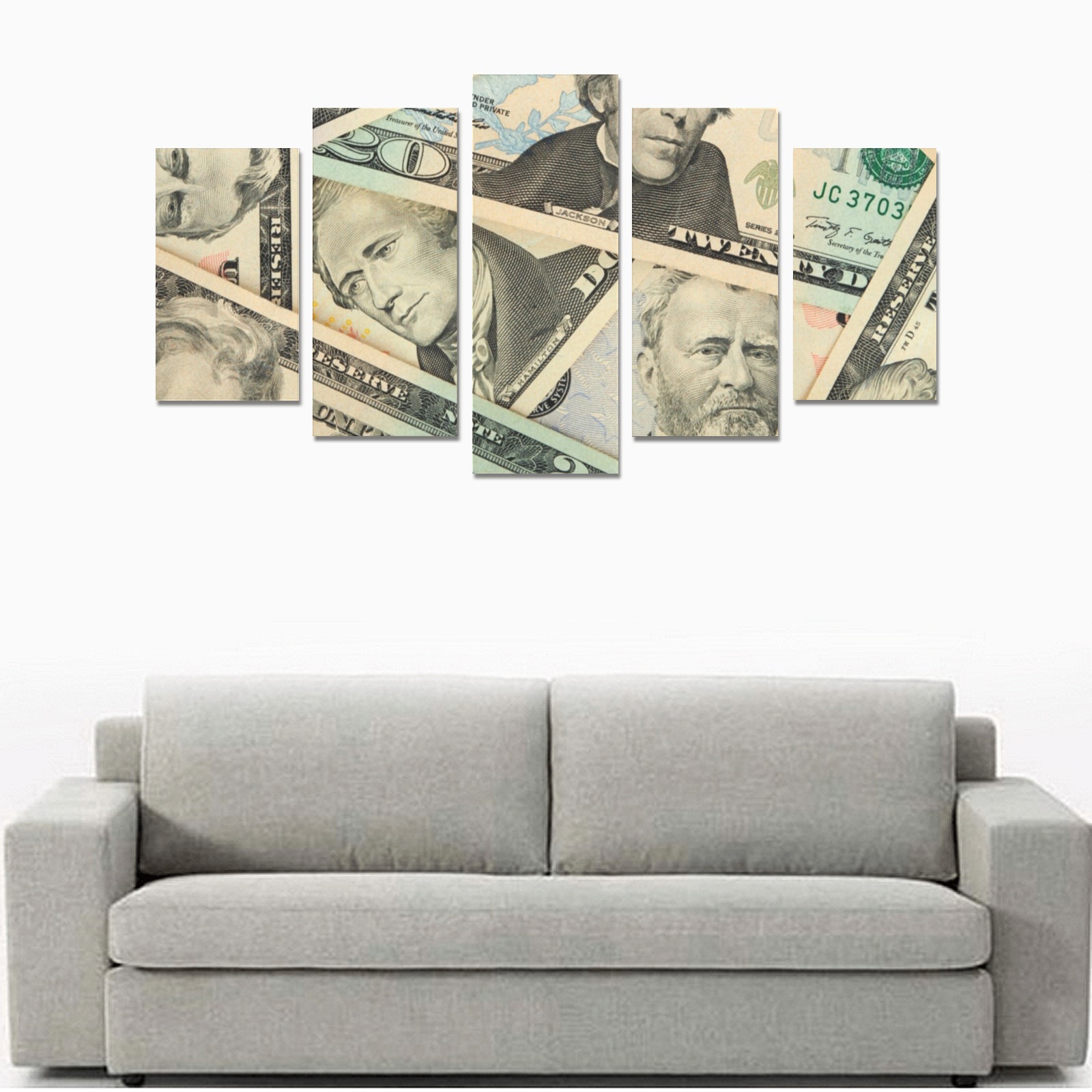 US PAPER CURRENCY Canvas Print Sets A (No Frame)