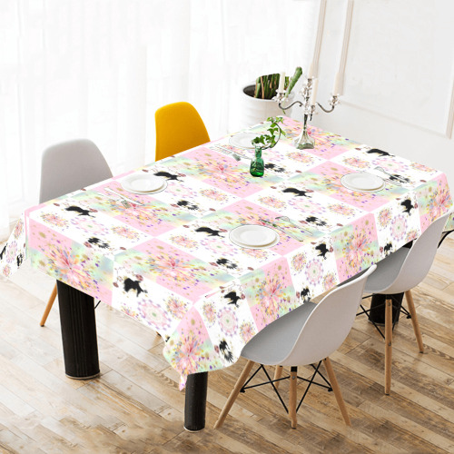Secret Garden With Harlequin and Crow Patch Artwork Cotton Linen Tablecloth 60"x120"