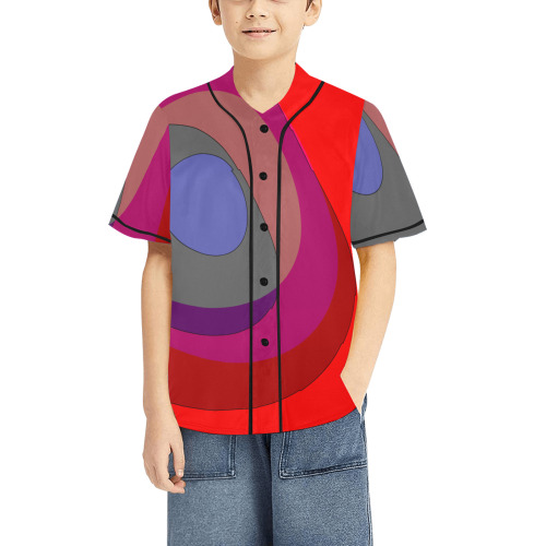 Red Abstract 714 All Over Print Baseball Jersey for Kids (Model T50)