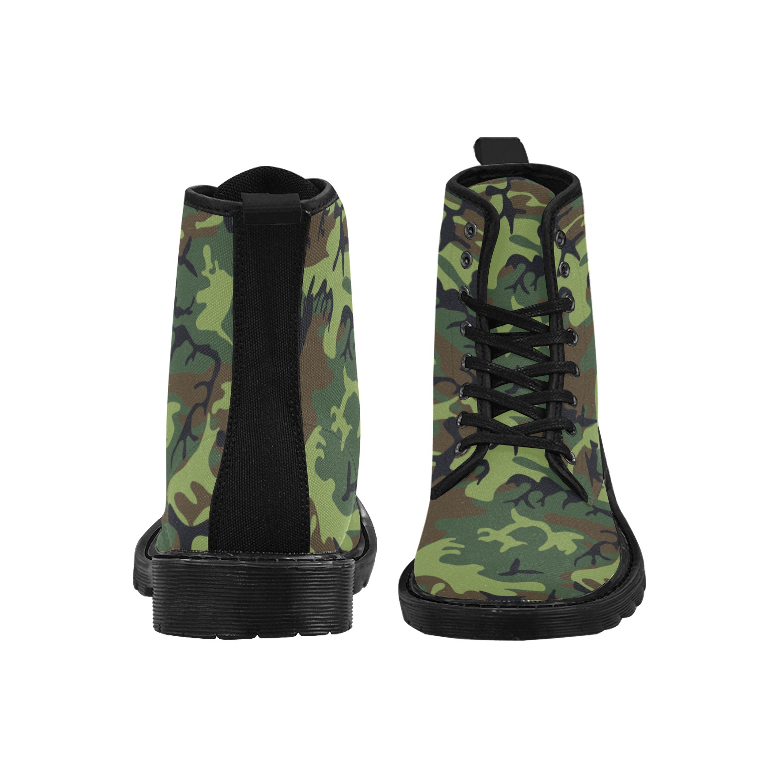 camouflage Martin Boots for Women (Black) (Model 1203H)