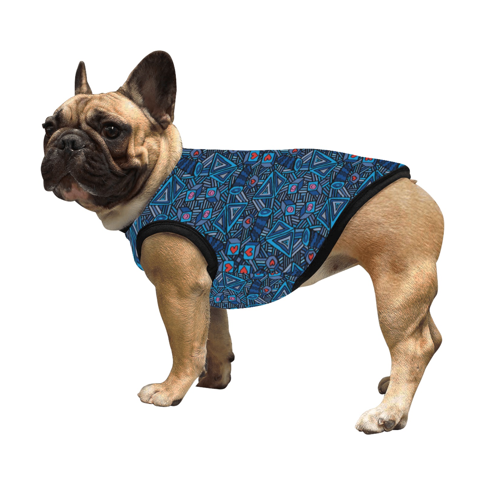 Blue Doodles - Hearts And Smiles All Over Print Pet Tank Top