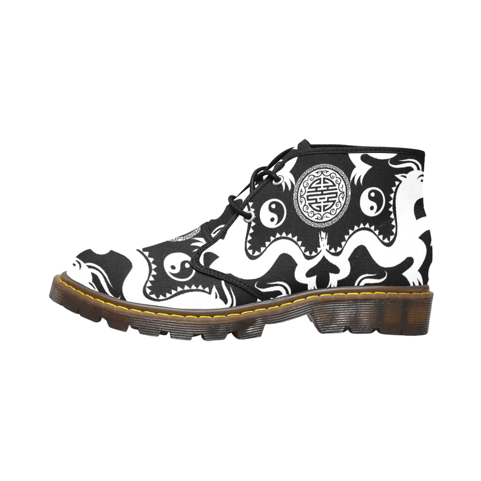 CHINESE DRAGONS Women's Canvas Chukka Boots (Model 2402-1)