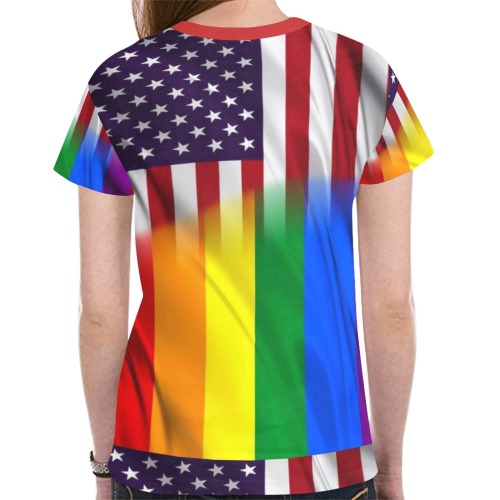USA Pride Flag Pop Art by Nico Bielow New All Over Print T-shirt for Women (Model T45)