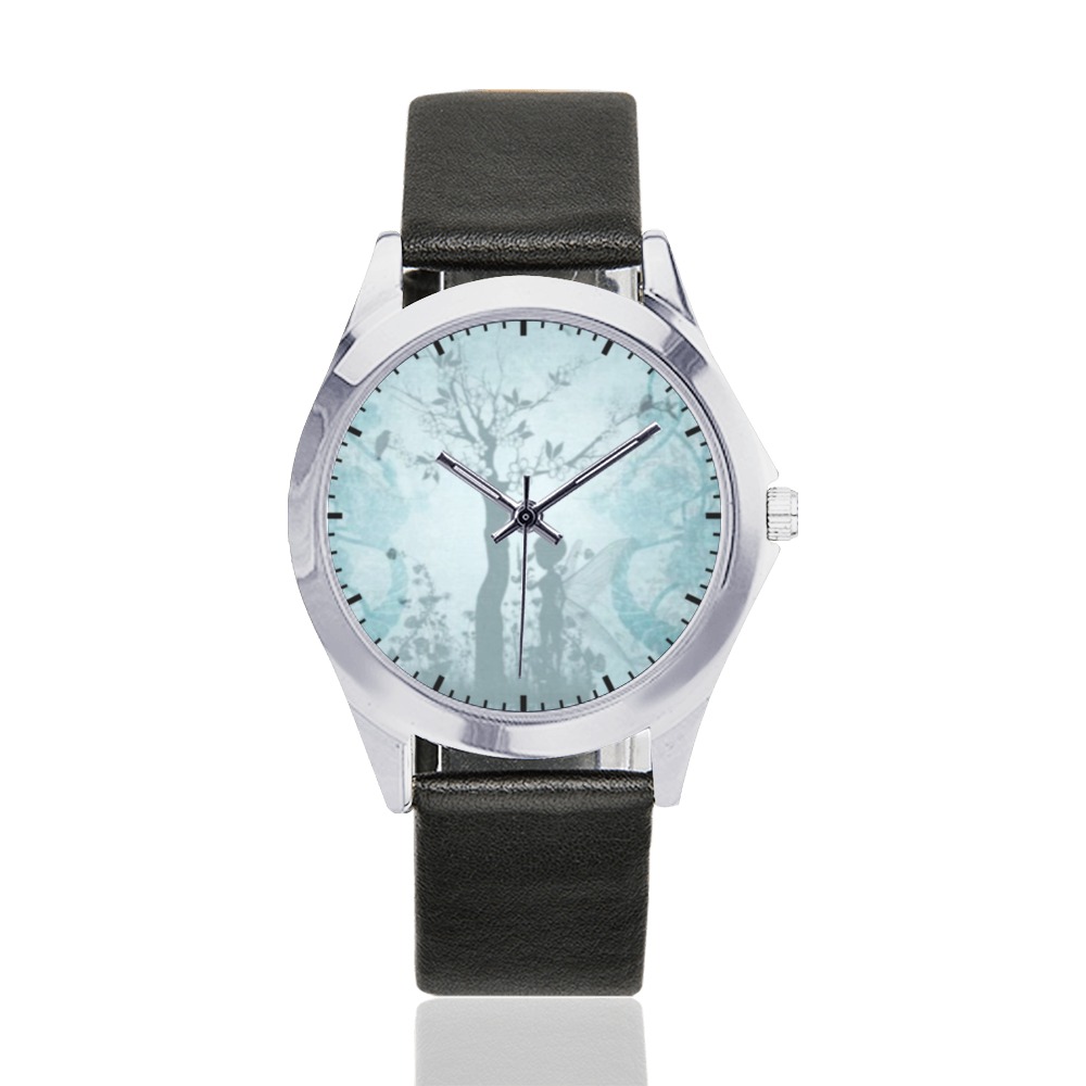 bb t555tr Unisex Silver-Tone Round Leather Watch (Model 216)