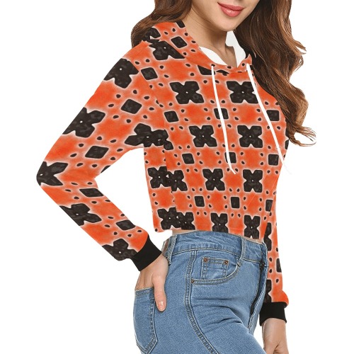 Arabesque All Over Print Crop Hoodie for Women (Model H22)