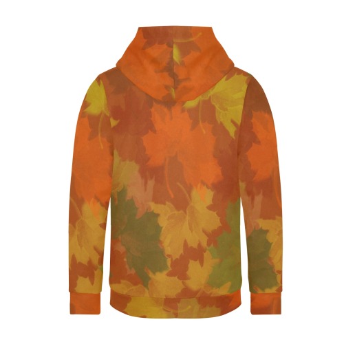Fall Leaves / Autumn Leaves Women's Fleece Hoodie w/ White Lining Hood (Model H55)