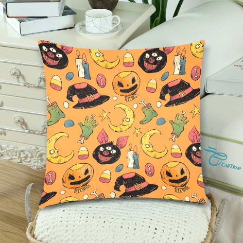 Creepy Halloween Pillow Custom Zippered Pillow Cases 18"x 18" (Twin Sides) (Set of 2)