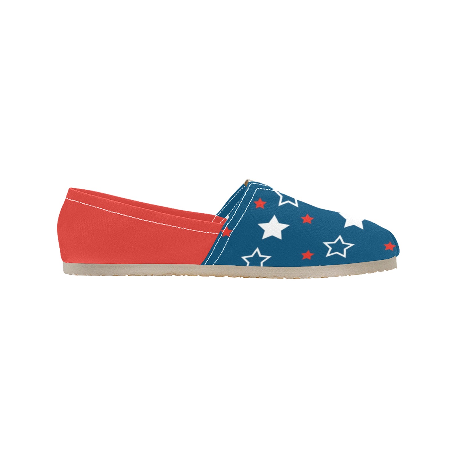 Red White and Blue Stars Women's Classic Canvas Slip-On (Model 1206)