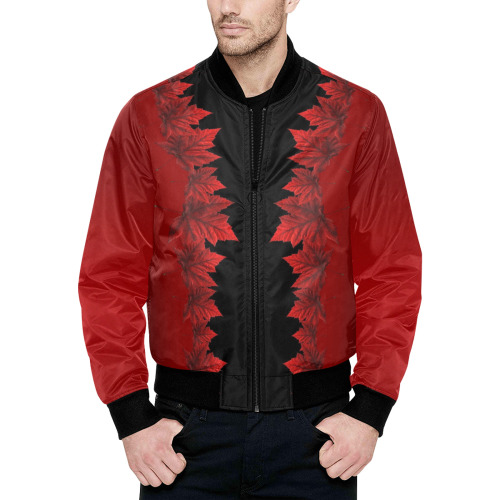 Canada Maple Leaf All Over Print Quilted Bomber Jacket for Men (Model H33)