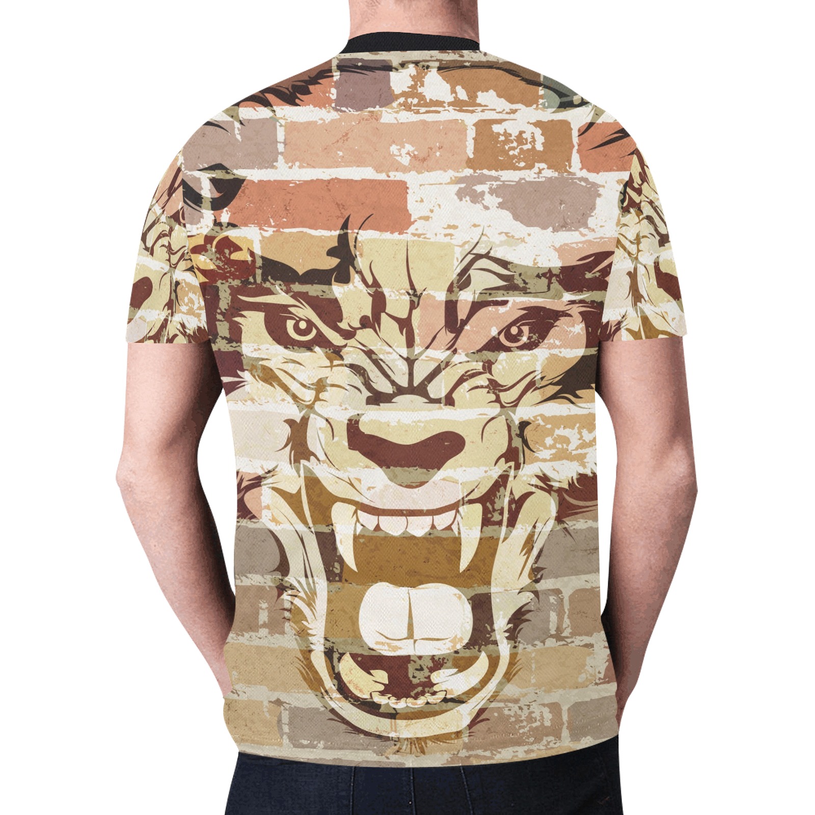 Brickwall Wolf New All Over Print T-shirt for Men (Model T45)