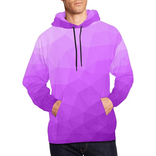 Purple gradient geometric mesh pattern All Over Print Hoodie for Men (USA Size) (Model H13)