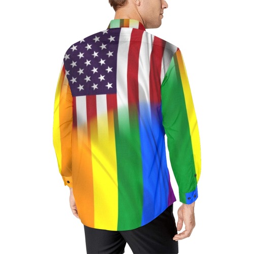 USA Pride Flag Pop Art by Nico Bielow Men's All Over Print Casual Dress Shirt (Model T61)
