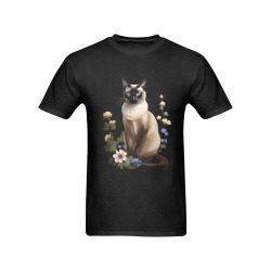 Siamese cat on black background Men's T-Shirt in USA Size (Front Printing Only)