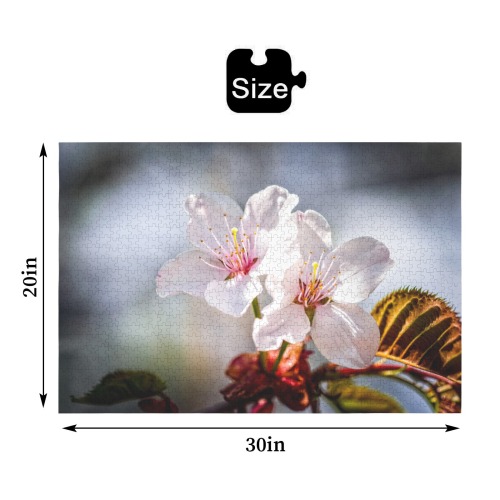 Two absolutely beautiful sakura cherry flowers. 1000-Piece Wooden Jigsaw Puzzle (Horizontal)