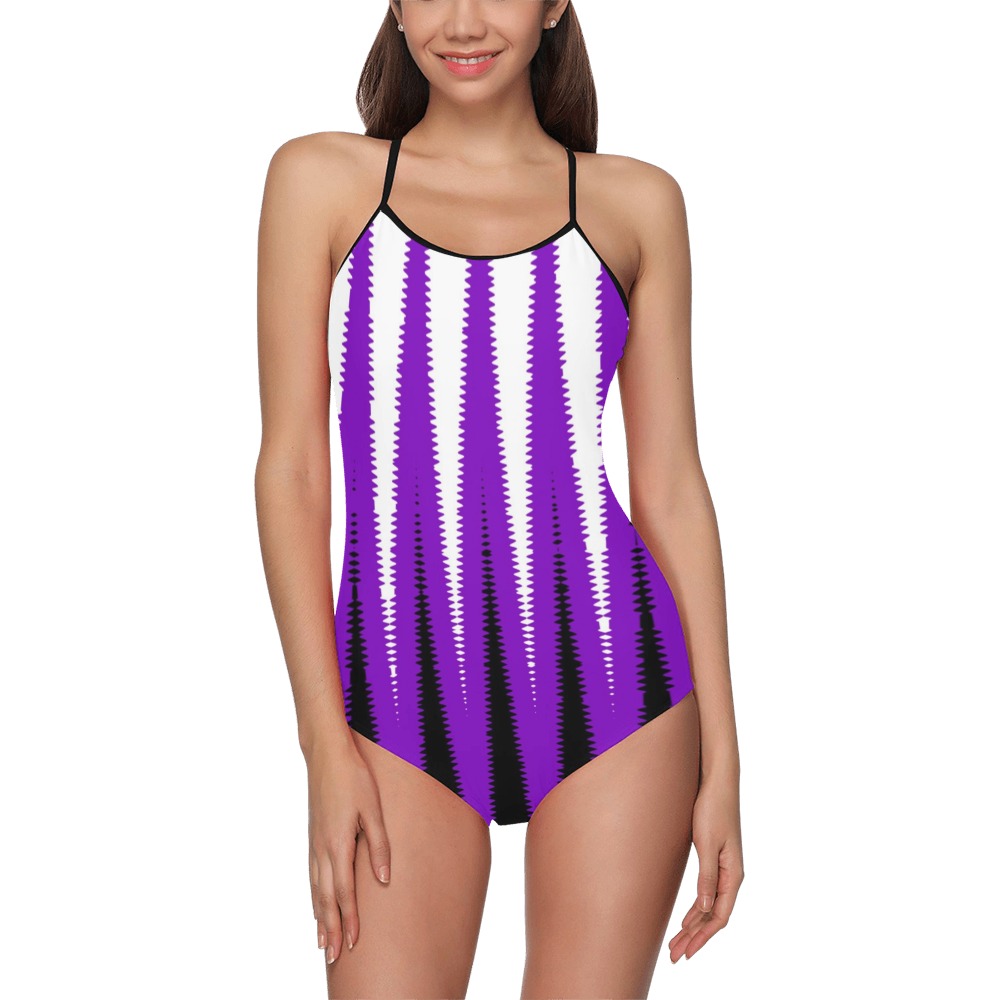 Wave Design Purple Strap Swimsuit ( Model S05)