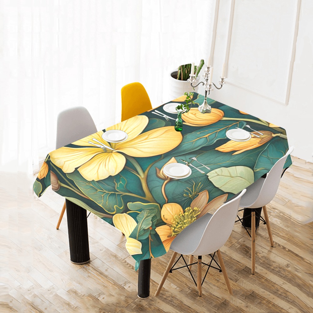 Fabulous Florals 7 Cotton Linen Tablecloth 52"x 70"