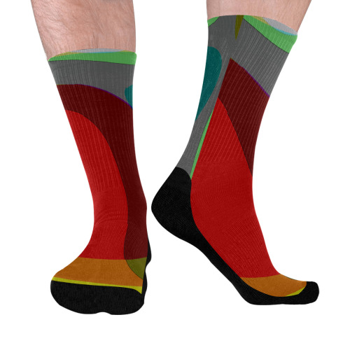 Colorful Abstract 118 Mid-Calf Socks (Black Sole)