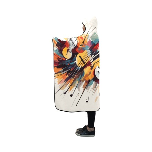 Nice abstract art of colorful musical instruments Hooded Blanket 50''x40''