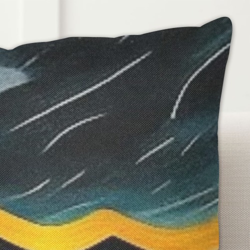 abstract ocean wave's on a full moon Linen Zippered Pillowcase 18"x18"(One Side&Pack of 2)