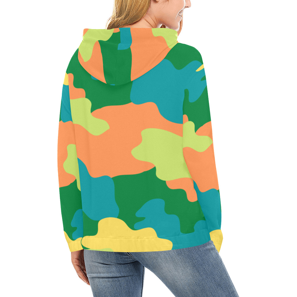 All over Print Army pattern All Over Print Hoodie for Women (USA Size) (Model H13)