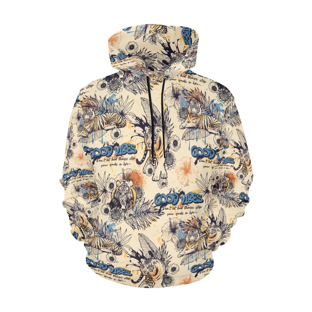 tiger 001 All Over Print Hoodie for Women (USA Size) (Model H13)