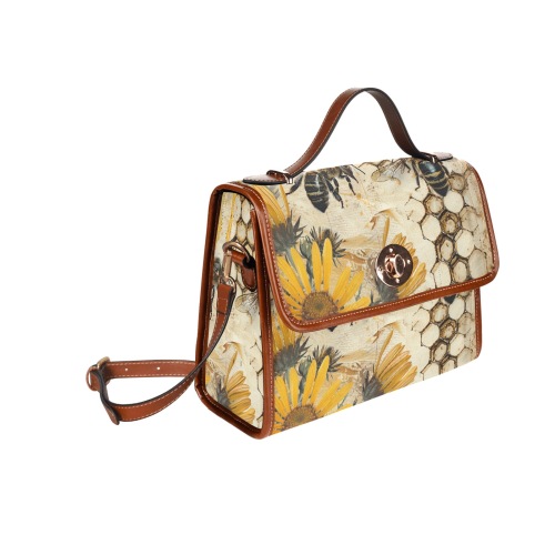 Bee handbag Waterproof Canvas Bag-Brown (All Over Print) (Model 1641)