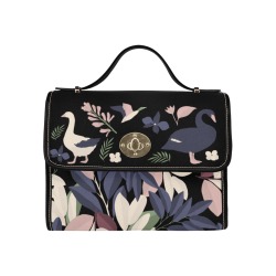 Oiseaux et Fleurs Luxury Satchel Handbag Waterproof Canvas Bag-Black (All Over Print) (Model 1641)