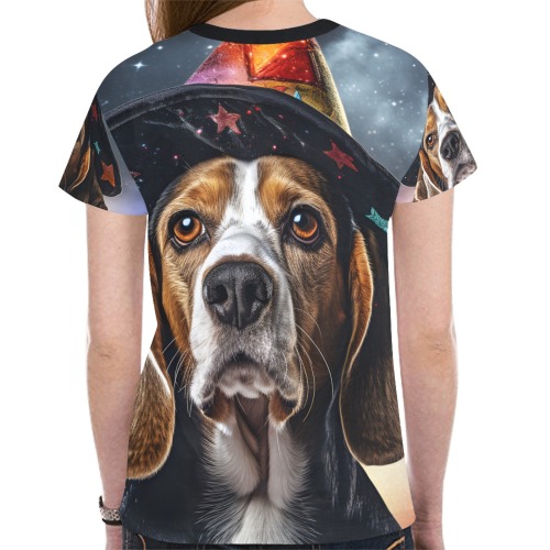 Beagle Witch New All Over Print T-shirt for Women (Model T45)