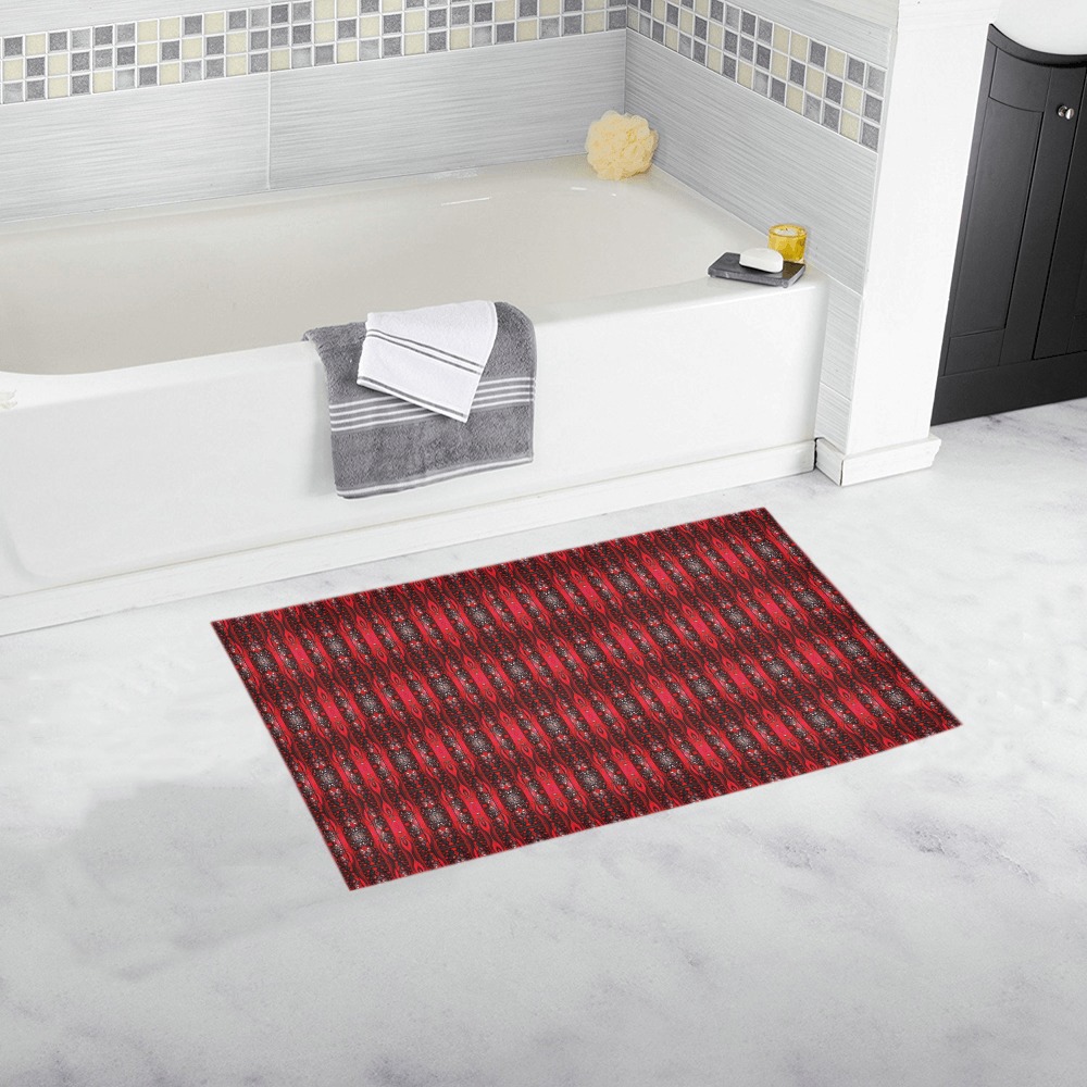red and black intricate repeating Bath Rug 16''x 28''