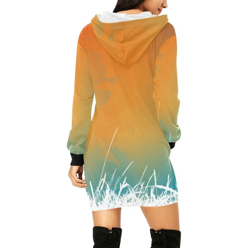 Sunset Colorful All Over Print Hoodie Mini Dress (Model H27)