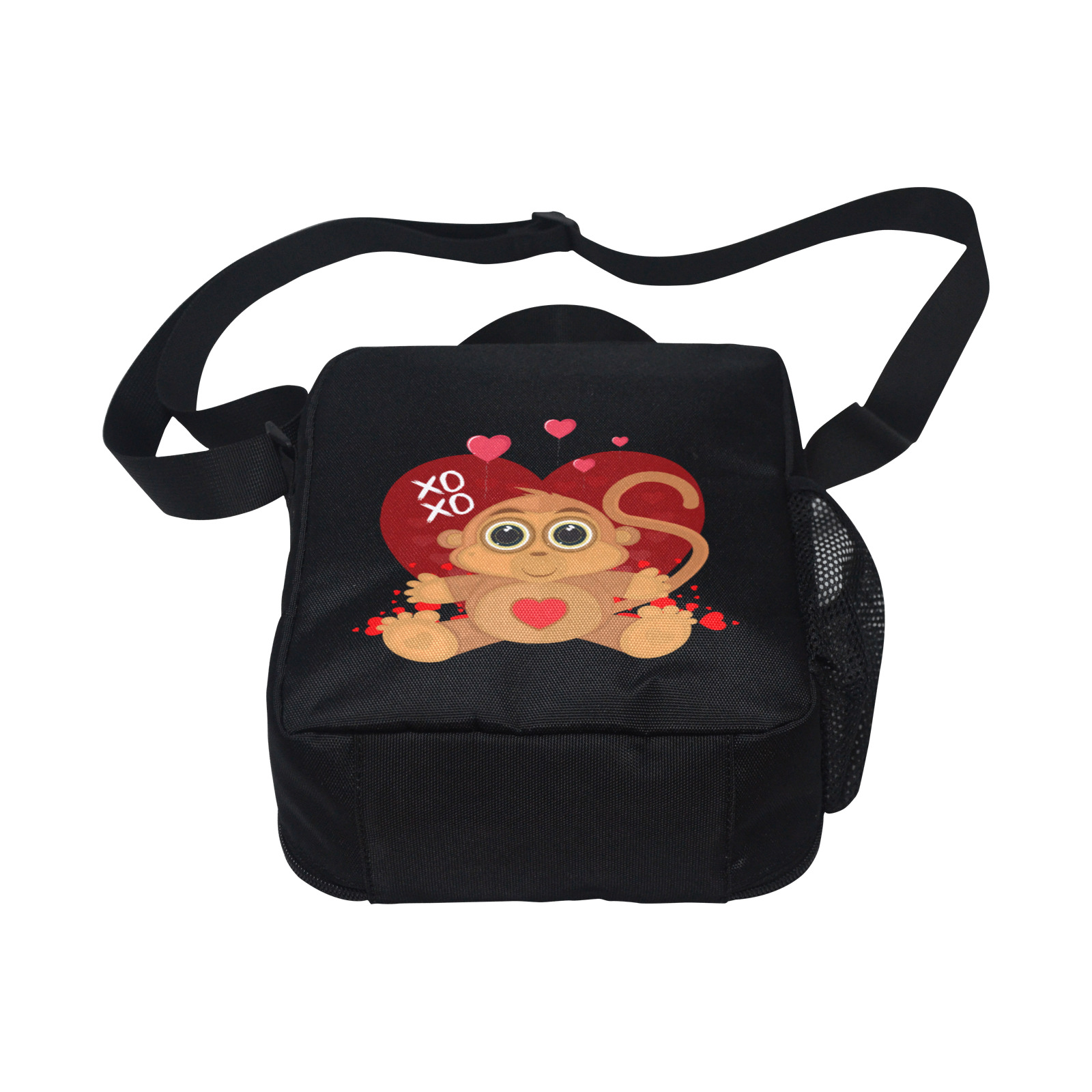 Valentine's Day Monkey All Over Print Crossbody Lunch Bag for Kids (Model 1722)