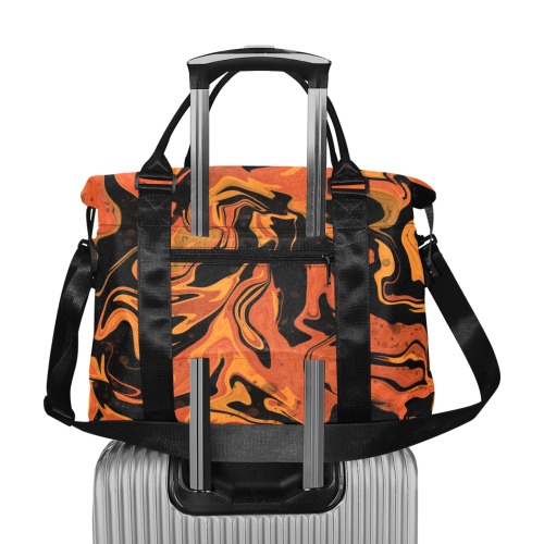 orange and black Large Capacity Duffle Bag (Model 1715)