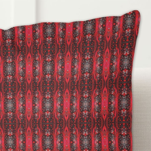 red and black intricate repeating Linen Zippered Pillowcase 18"x18"(One Side&Pack of 2)