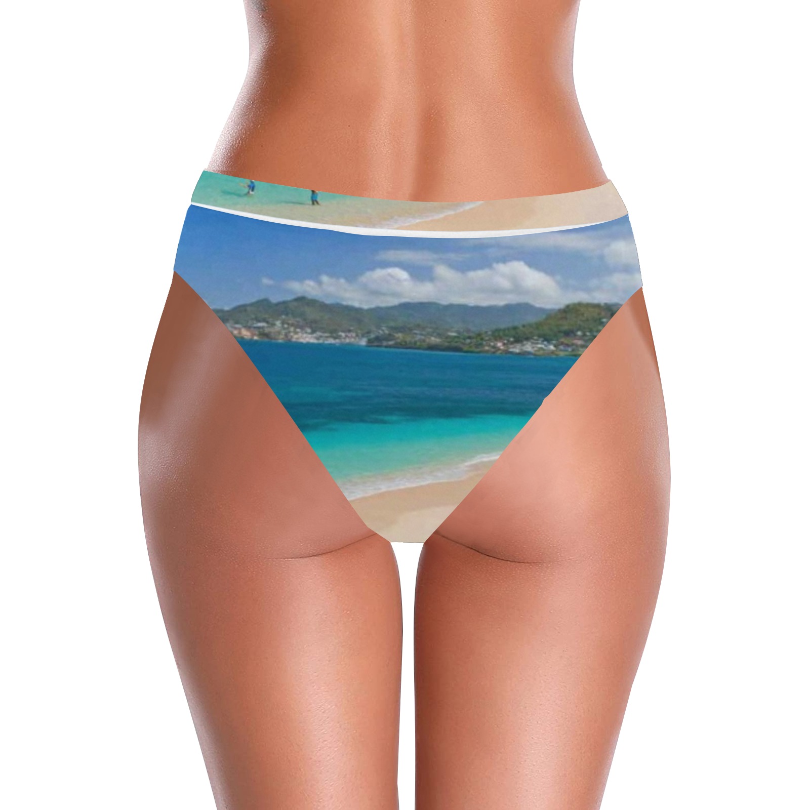 Grand Anse beach Grenada High-Waisted High-Cut Bikini Bottom (Model S07)