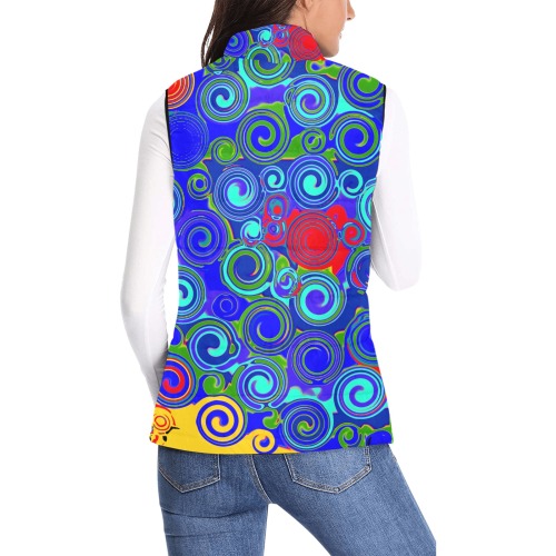 swirls blu Women's Padded Vest Jacket (Model H44)