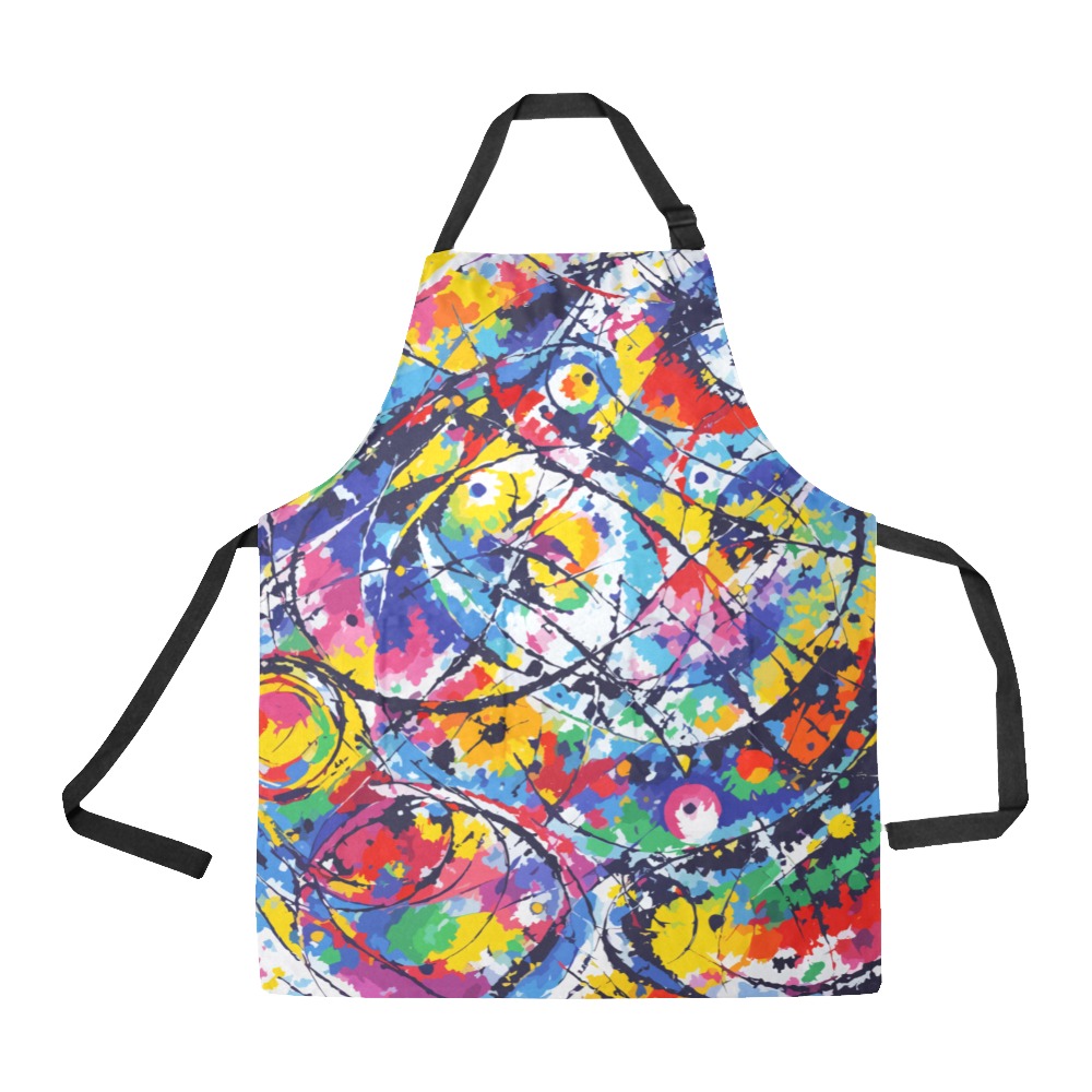Chic abstract tie-dye art. Cool colors and lines. All Over Print Apron