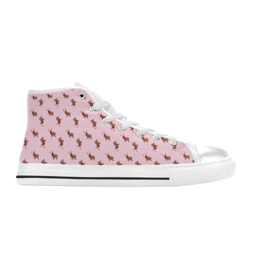 kawaii cute deer pink High Top Canvas Shoes for Kid (Model 017)