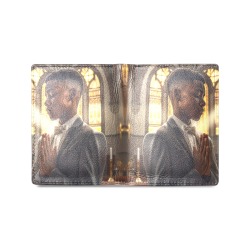 Praying Boy 1 Men's Folded Wallet Men's Leather Wallet (Model 1612)