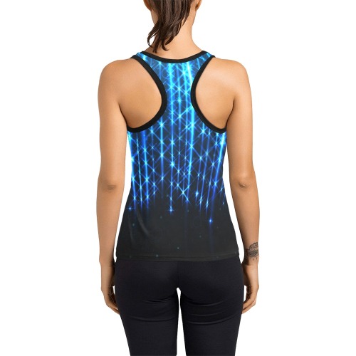 Bright blue neon stripes Women's Racerback Tank Top (Model T60)