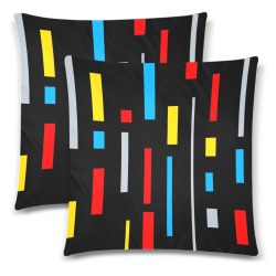 Geometric Shapes on Black Background Custom Zippered Pillow Cases 18"x 18" (Twin Sides) (Set of 2)
