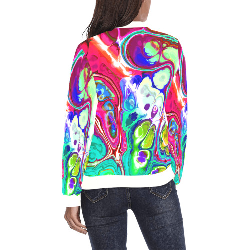Abstract Liquid Marble Pouring Modern Art Texture All Over Print Bomber Jacket for Women (Model H36)